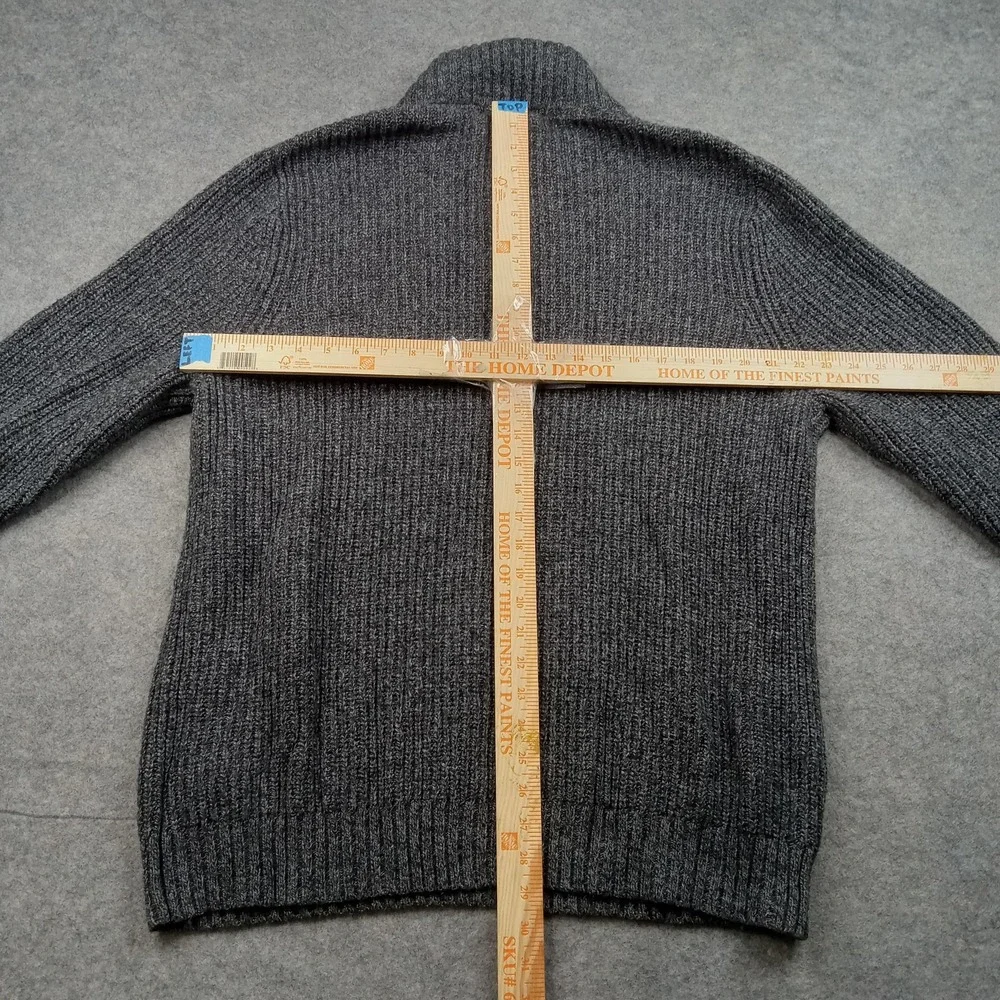 Banana Republic Sweater Mens XL Gray Mock Neck‎ Half Button Ribbed Knit Pullover